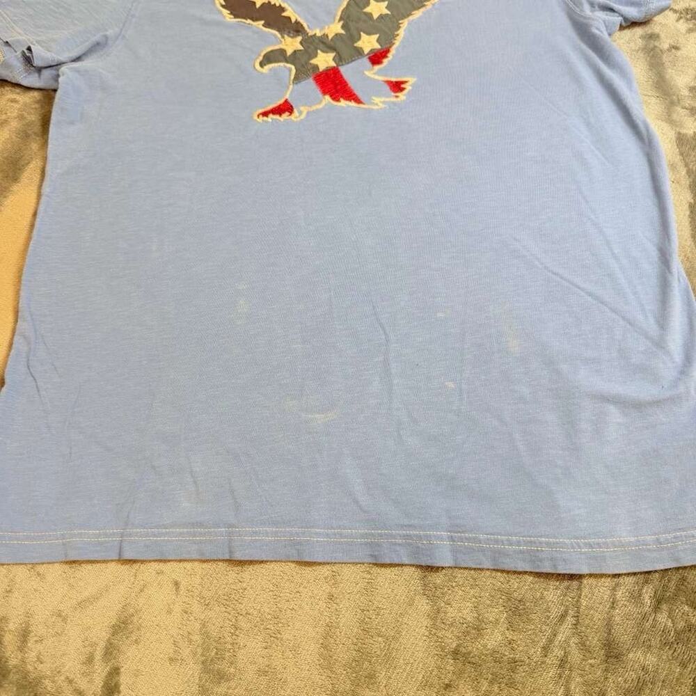 American Eagle Men Sz L Blue Stars Stripes Eagle Flag Patch Y2K Distressed USA - Picture 6 of 13